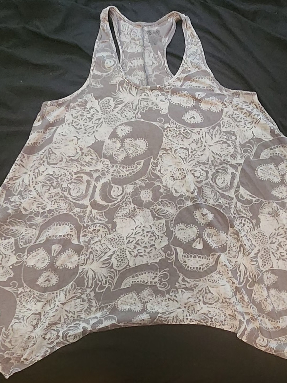 Stranded Gray and Cream Skull-Print Racerback Tank - Picture 4 of 4
